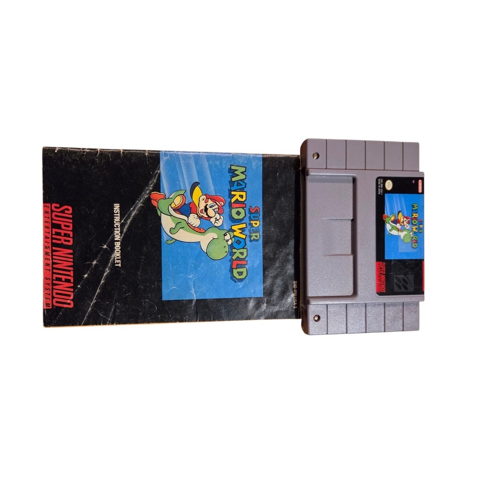 Authentic Super Mario World - SNES Super Nintendo *tested* *working* With Manual